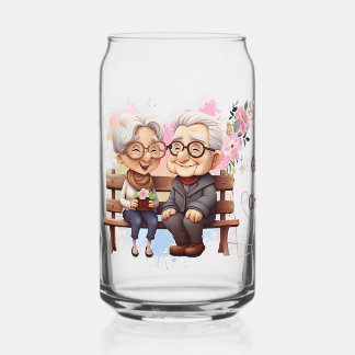Vaso Con Forma De Lata El mejor abuelo y la abuelita sentados en el banco