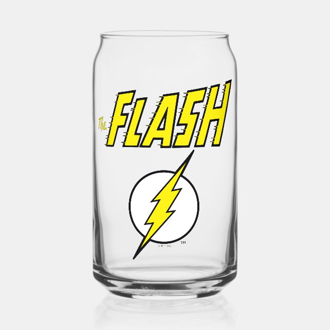 Vaso Con Forma De Lata El nombre de The Flash y el logotipo del rayo (Anverso)