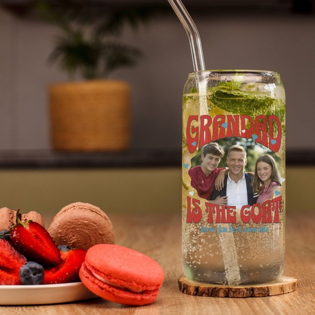 Vaso Con Forma De Lata El retro abuelo es la foto de cabra puede ser vidr (Greatest of all Time Grandad Can Glass with retro design and custom photo)