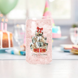 Vaso Con Forma De Lata Elegant Watercolor Red Bow Family Christmas Tree