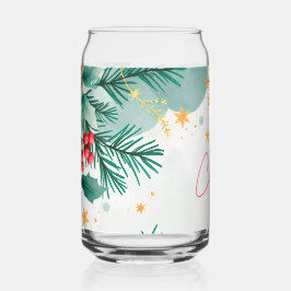 Vaso Con Forma De Lata Elegante acuarela Feliz Navidad Can Glass