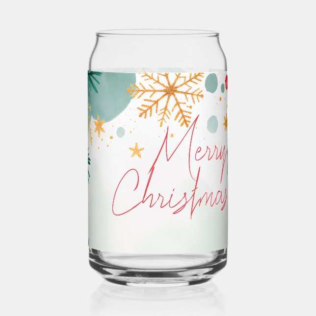 Vaso Con Forma De Lata Elegante acuarela Feliz Navidad Can Glass (Izquierda)
