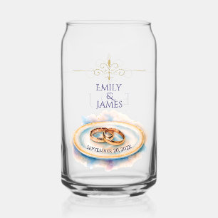 Vaso Con Forma De Lata Elegante acuarela Golden Rosa Anillos Bodas