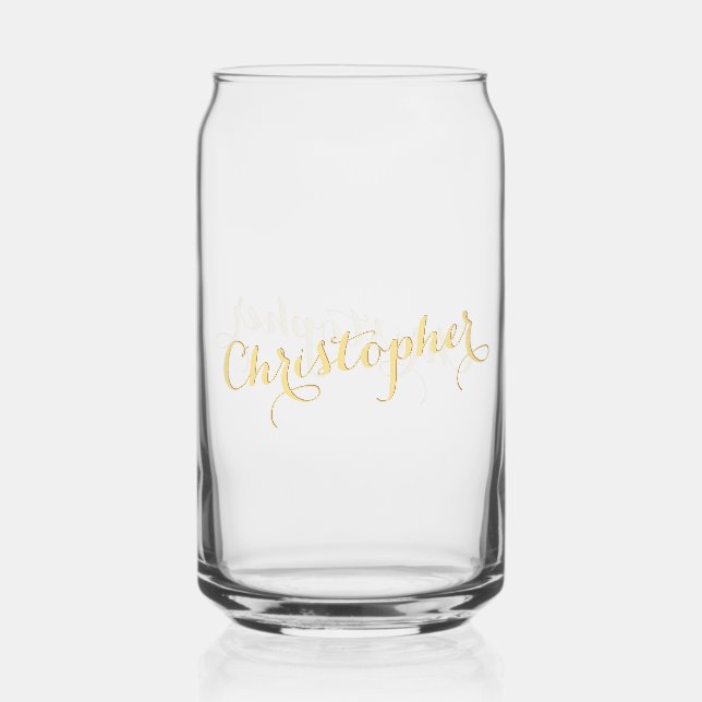 Vaso Con Forma De Lata Elegante Monograma Chic con Letra de Caligrafía Fa (Anverso)