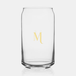 Vaso Con Forma De Lata Elegante Monograma Moderno Falso Dorado con Letra