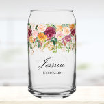 Vaso Con Forma De Lata Elegante Monograma Rosa Jardín Floral Bridesmaid<br><div class="desc">Presentamos a nuestra elegante Rosa de Monograma Jardín Floral Bridesmaid Can Glass. Con ilustracion de acuarela floral y texto de escritura elegante que se puede personalizar. Añade un toque natural a tu estilo. Idóneo como regalo de dama de honor o un favor guirnalda.</div>
