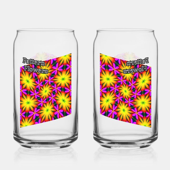 Vaso Con Forma De Lata Elegante patrón de flor Naranja (Anverso)