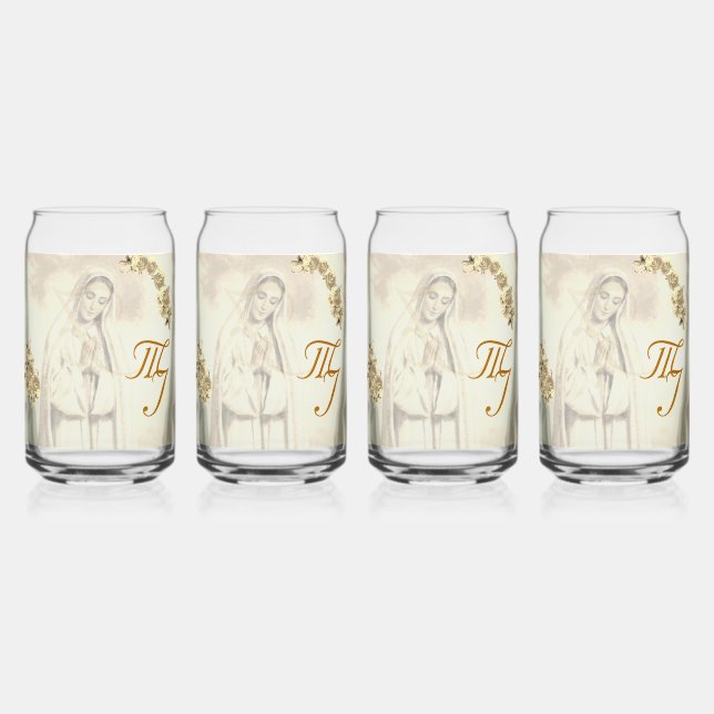 Vaso Con Forma De Lata Elegante Virgin Mary Monogrammed Drinkware Set (Anverso)