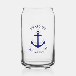 Vaso Con Forma De Lata Emblema de ancla azul personalizado