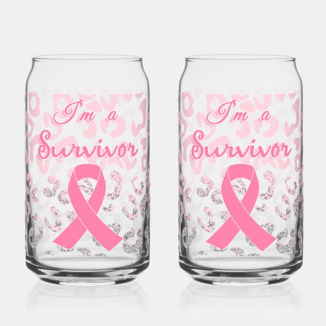 Vaso Con Forma De Lata Empowering 'I'm A Survivor' Breast Cancer Triumph (Izquierda)