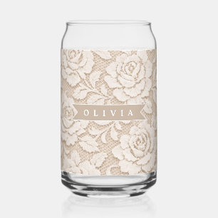 Vaso Con Forma De Lata Encaje de marfil personalizado elegante vintage nu
