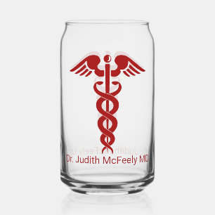Vaso Con Forma De Lata Enfermera o Médica Caduceus