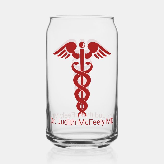 Vaso Con Forma De Lata Enfermera o Médica Caduceus (Anverso)