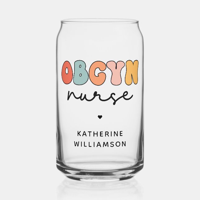 Vaso Con Forma De Lata Enfermero Retro OBGYN personalizado (Anverso)