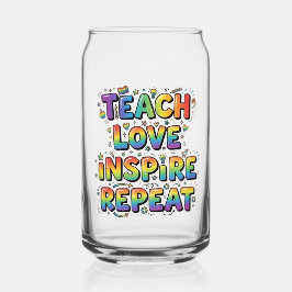Vaso Con Forma De Lata Enseñar Amar Inspirar Repetir Arcoíris Maestro