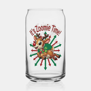 Vaso Con Forma De Lata "¡Es hora de Zoomie! Reno de Navidad