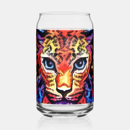 Vaso Con Forma De Lata Esa Mirada Colorida de Leopardo 