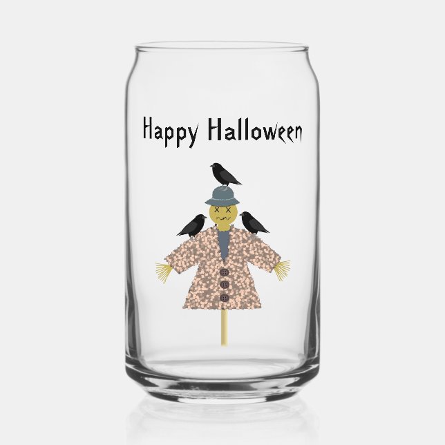 Vaso Con Forma De Lata Escarecrow de paja de Halloween y Personalizado de (Anverso)