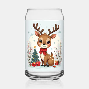 Vaso Con Forma De Lata Escena adorable de renos de Navidad en un bosque n