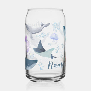 Vaso Con Forma De Lata Escena de la burbuja de la ballena azul personaliz
