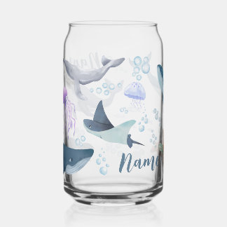 Vaso Con Forma De Lata Escena de la burbuja de la ballena azul personaliz