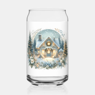 Vaso Con Forma De Lata Escena de Resplandor de Cabaña Nevada