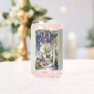 Vaso Con Forma De Lata Escena de Silla Balanza en Pórtico de Wisteria