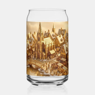 Vaso Con Forma De Lata Escena del mercado de la catedral del pueblo navid