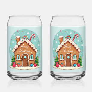 Vaso Con Forma De Lata Escena navideña caprichosa de casa de pan de jengi