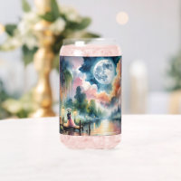 Escena romántica de color acuático de la luna