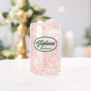 Vaso Con Forma De Lata Esmeralda Verde Nombre Estilizado Bridesmaid Glass
