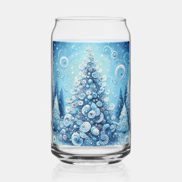 Vaso Con Forma De Lata Espectacular árbol de navidad impresionista azul