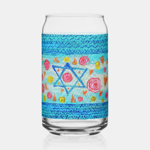 Vaso Con Forma De Lata Espectacular cristal de la bandera israelí con flo
