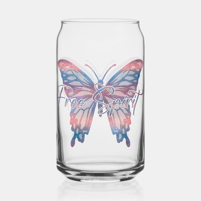 Vaso Con Forma De Lata Espíritu libre Mandala mariposa (Anverso)