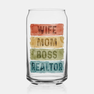 Vaso Con Forma De Lata Esposa de Agente Inmobiliario Mamá Jefa Nombre Com