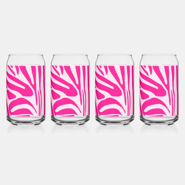 Vaso Con Forma De Lata Estampado de cebra rosa (Anverso)