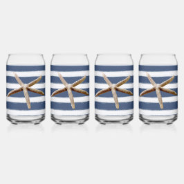 Vaso Con Forma De Lata Estepa de las franjas azul y blanca de la marina