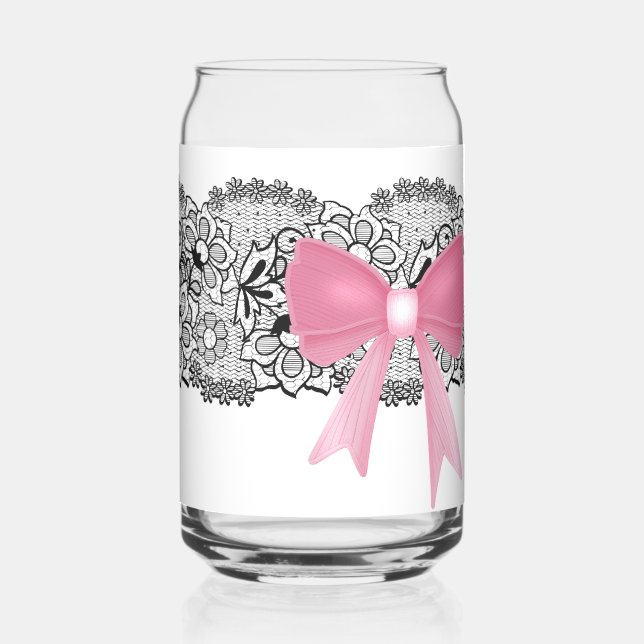 Vaso Con Forma De Lata estilo de lazo rosa (Izquierda)