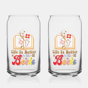 Vaso Con Forma De Lata Estilo Vintage Gráfico de Lectura y Biblioteca