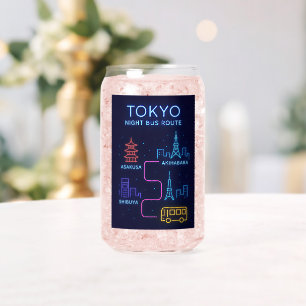 Vaso Con Forma De Lata Etiqueta de equipaje con diseño de neón de ruta de