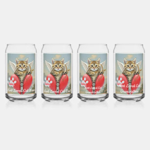 Vaso Con Forma De Lata Familia de Gatos Más Amada, Corazón Pata, Cupido d