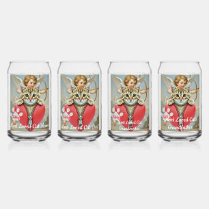 Vaso Con Forma De Lata Familia de Gatos Más Amada, Corazón Pata, Cupido d