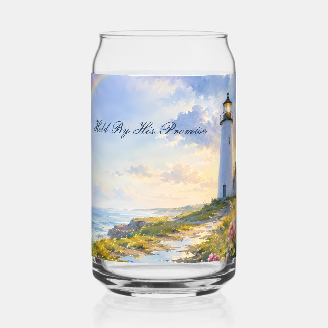 Vaso Con Forma De Lata Faro Arcoíris Acuarela Costera (Anverso)