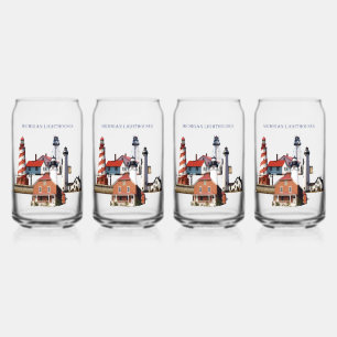 Vaso Con Forma De Lata Faros de Michigan en vidrio