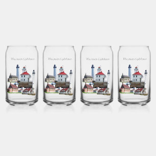 Vaso Con Forma De Lata Faros de Wisconsin pueden vidrio