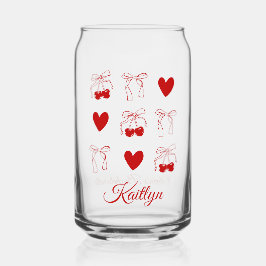 Vaso Con Forma De Lata Favor de fiesta de soltera Coquette con lazo rojo 