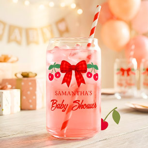 Vaso Con Forma De Lata Favor de lazo de gingham rojo para baby shower de