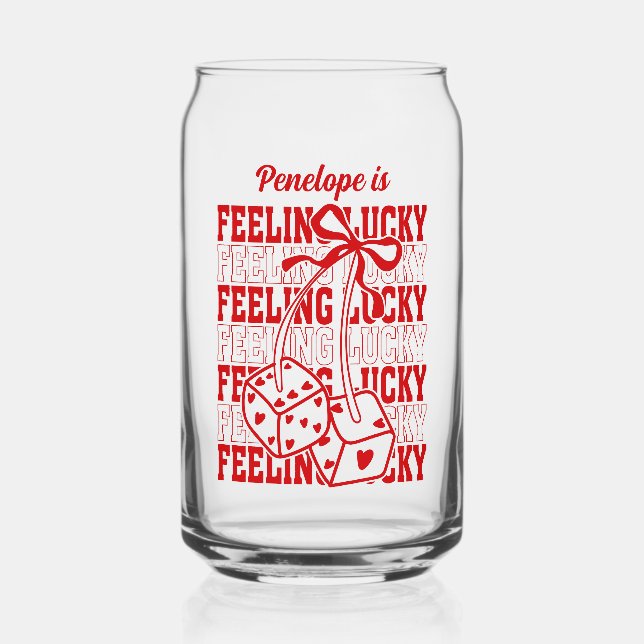 Vaso Con Forma De Lata Favor de soltera personalizado Feeling Lucky (Anverso)