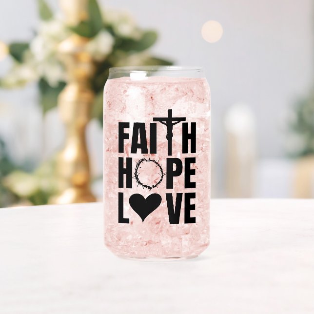 Vaso Con Forma De Lata Fe Esperanza Amor Jesús Religión Cristiana (Insitu (Boda))