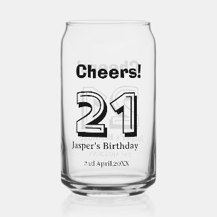 Vaso Con Forma De Lata Felicidades 21 cumpleaños letra negrita nombre chi